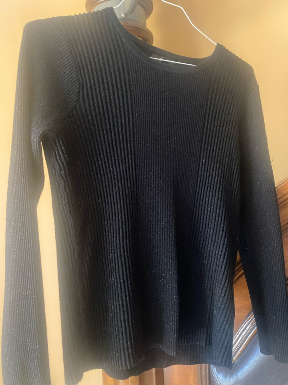 Alfani Black Ribbed Crew Neck Sweater